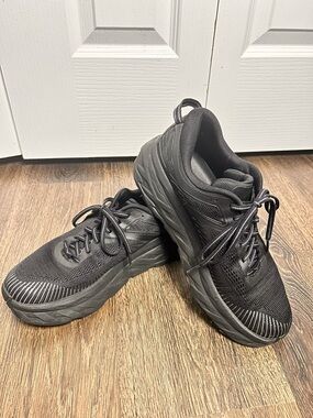 Hoka One One Bondi 7 Shoes Womens Size 9 Black Running Athletic 1110519 BBLC